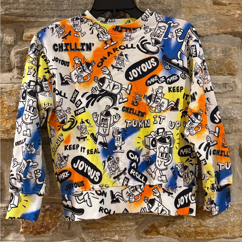 MOLO Mattis Sweatshirt Make Ur Mark 128 US size 8 boys crewneck all over organic